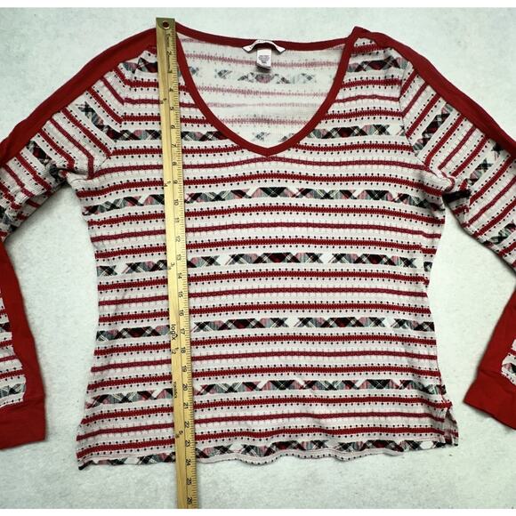 Victorias Secret Womens Medium Fireside Thermal Pajama Set Red Fair Isle - Picture 10 of 12